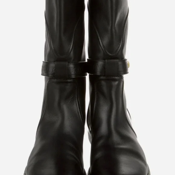 Louis Vuitton Mid-Calf Black Leather Moto Boots like new sz 10 (fits like 9-9.5) - Picture 4 of 8